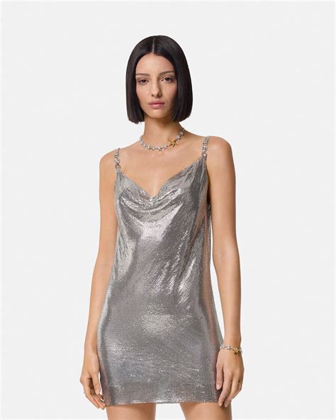 Metal Mesh Slip Mini Dress .